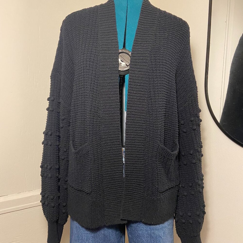 Madewell Bubble Sleeve Black Cardigan Size Medium